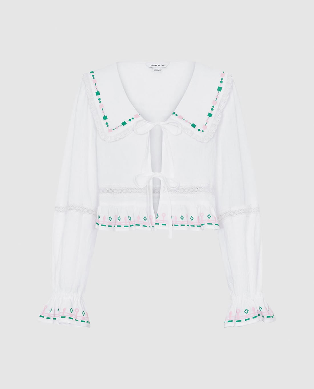 URBAN REVIVO - Áo kiểu nữ cổ V tay dài phối dây thanh lịch