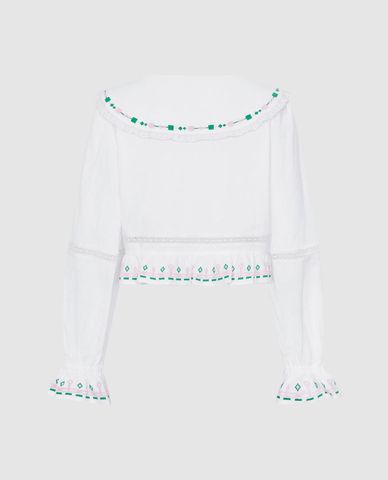  URBAN REVIVO - Áo kiểu nữ cổ V tay dài phối dây thanh lịch 