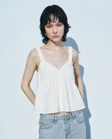  URBAN REVIVO - Áo hai dây nữ cổ V Lace Ruffle 