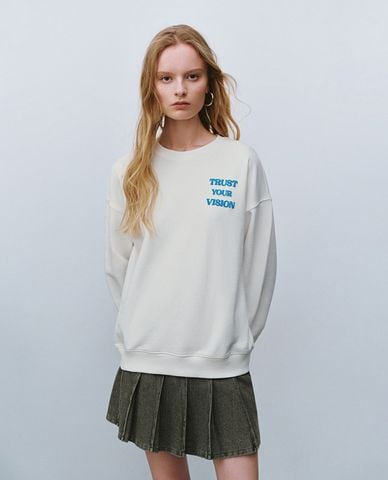  URBAN REVIVO - Áo sweatshirt nữ cổ tròn tay dài hiện đại 