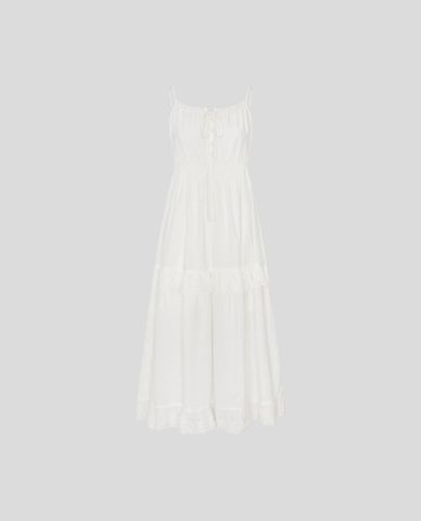  URBAN REVIVO - Đầm hai dây midi hiện đại 