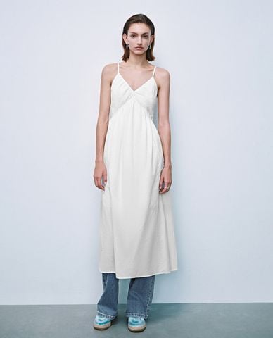  URBAN REVIVO - Đầm hai dây midi thời thượng 