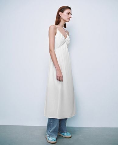  URBAN REVIVO - Đầm hai dây midi thời thượng 