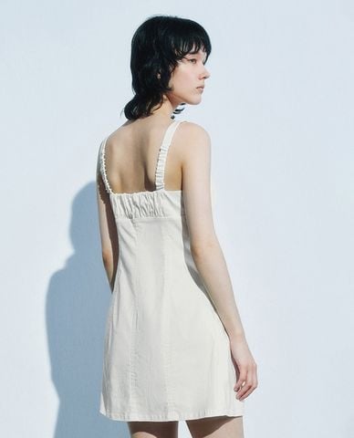  URBAN REVIVO - Đầm hai dây mini phối bèo Bustier 