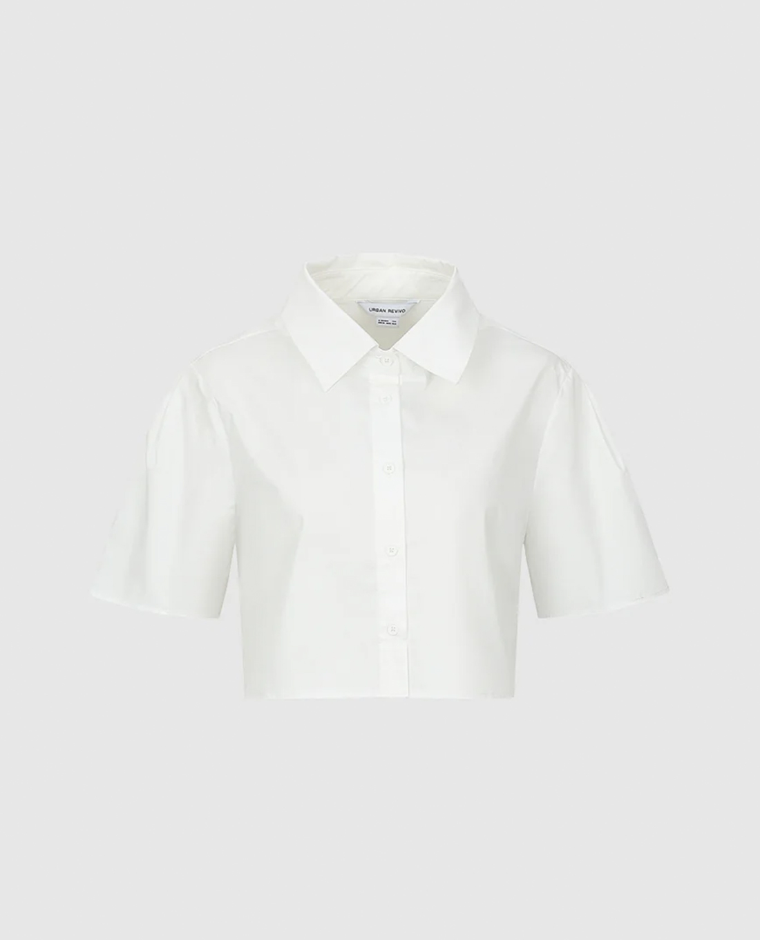 URBAN REVIVO - Áo sơ mi nữ croptop cổ bẻ tay ngắn Button Up