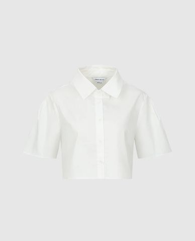  URBAN REVIVO - Áo sơ mi nữ croptop cổ bẻ tay ngắn Button Up 