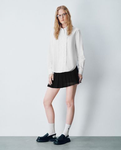  URBAN REVIVO - Áo sơ mi nữ cổ bẻ tay dài Button Up Loose 