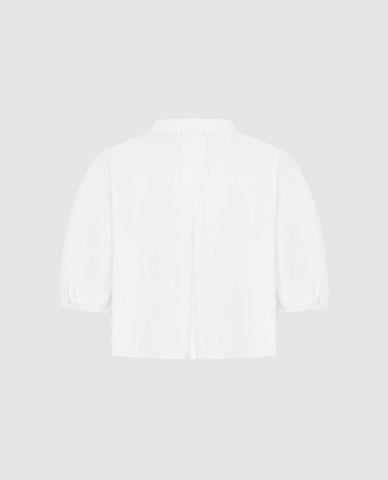  URBAN REVIVO - Áo kiểu nữ cổ tròn tay phồng phối nơ 