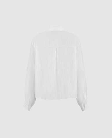  URBAN REVIVO - Áo sơ mi nữ cổ bẻ tay dài phối nơ 