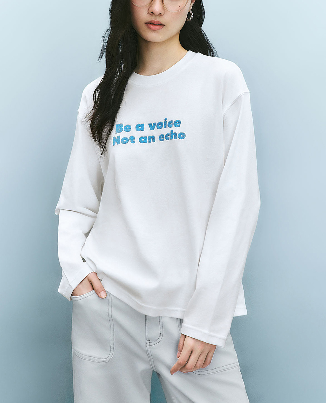 URBAN REVIVO - Áo thun nữ cổ tròn tay dài