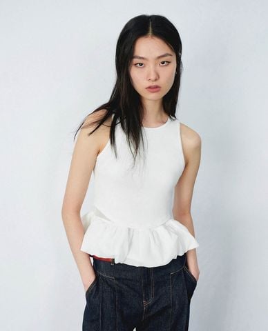  URBAN REVIVO - Áo sát nách nữ cổ tròn dáng xòe 