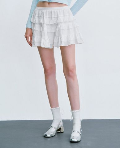  URBAN REVIVO - Chân váy mini xếp tầng nữ tính A-Line 