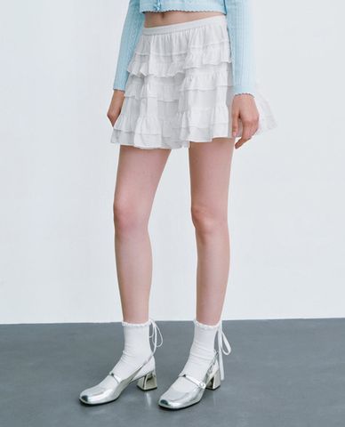  URBAN REVIVO - Chân váy mini xếp tầng nữ tính A-Line 