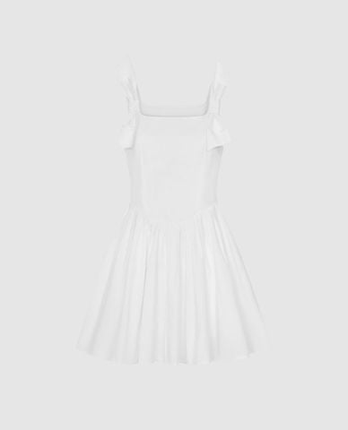  URBAN REVIVO - Đầm hai dây midi phối nơ 