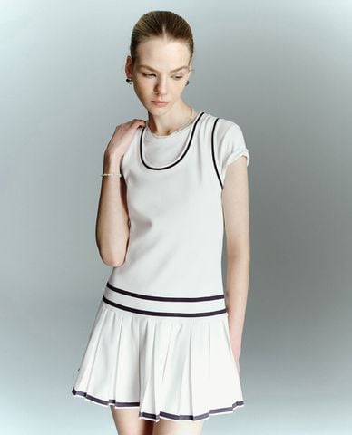  URBAN REVIVO - Đầm sát nách mini phối viền thể thao 