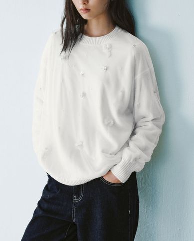  URBAN REVIVO - Áo sweatshirt nữ cổ tròn tay dài thanh lịch 