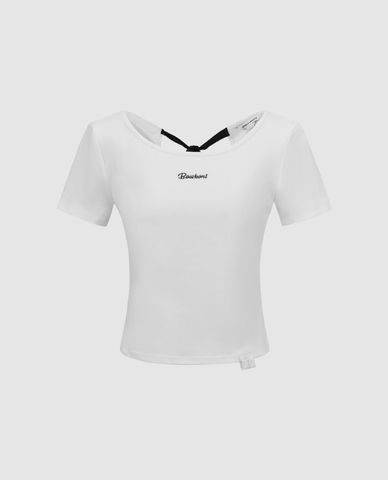  URBAN REVIVO - Áo croptop nữ cổ tròn tay ngắn Letter Printed 