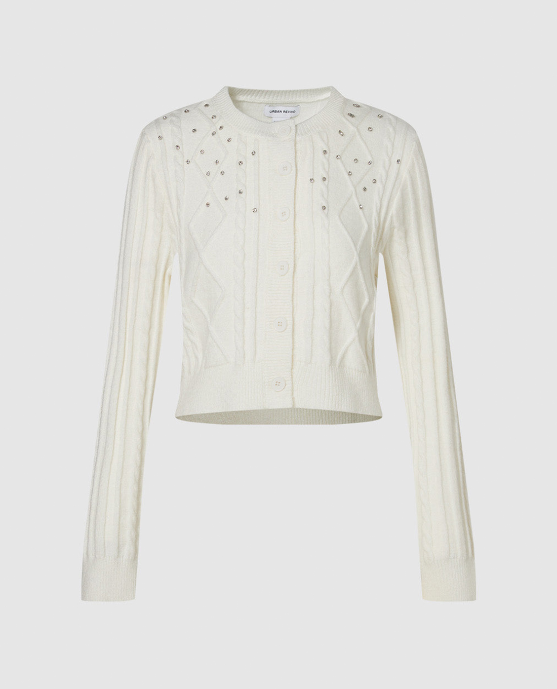 URBAN REVIVO - Áo khoác cardigan nữ phom croptop Button Up Straight