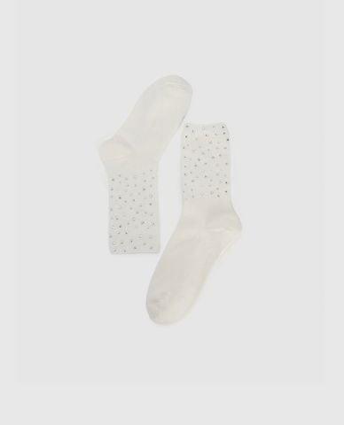  URBAN REVIVO - Vớ nữ cổ cao phối họa tiết đính đá 