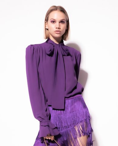  PINKO - Áo kiểu nữ xếp li tay dài Scozia 