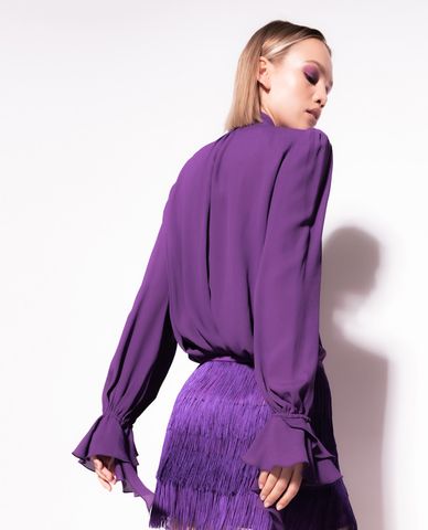  PINKO - Áo kiểu nữ xếp li tay dài Scozia 