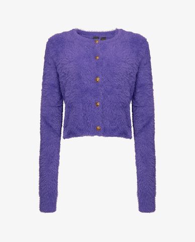  PINKO - Áo cardigan nữ phom ngắn tay dài phối lông Drive In 