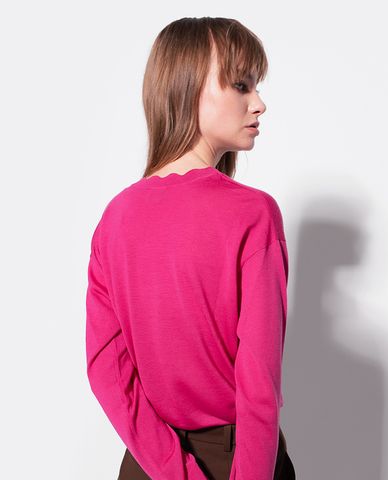  PINKO - Áo len nữ cổ V tay dài phom suông Nosiola 