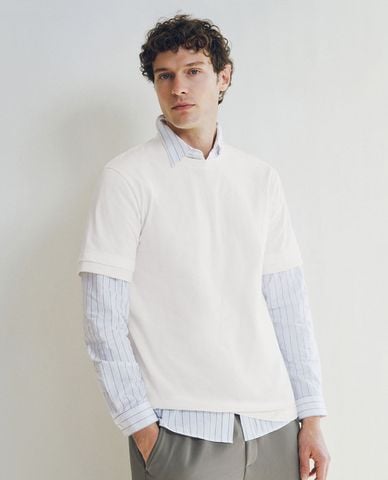  URBAN REVIVO - Áo thun nam cổ tròn tay ngắn hiện đại 