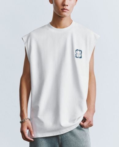  URBAN REVIVO - Áo ba lỗ nam cổ tròn phối hình in trẻ trung Printed 