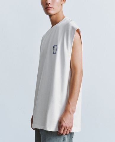  URBAN REVIVO - Áo ba lỗ nam cổ tròn phối hình in trẻ trung Printed 