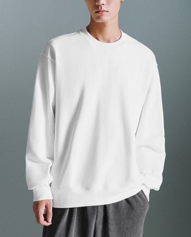  URBAN REVIVO - Áo sweatshirt nam cổ tròn tay dài phom suông 