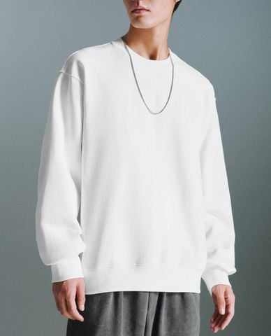  URBAN REVIVO - Áo sweatshirt nam cổ tròn tay dài phom suông 