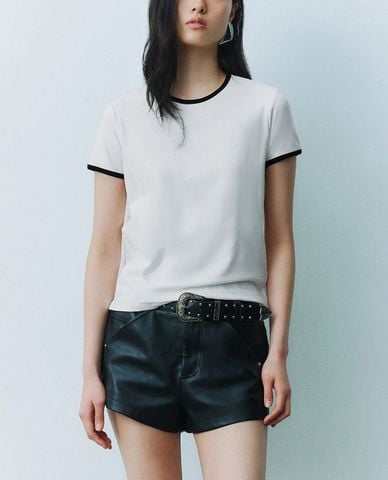  URBAN REVIVO - Áo thun nữ cổ tròn tay ngắn thời trang 