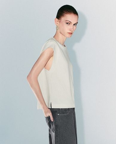  URBAN REVIVO - Áo thun nữ cổ tròn năng động Sleeveless Straight 