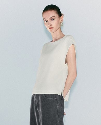  URBAN REVIVO - Áo thun nữ cổ tròn năng động Sleeveless Straight 