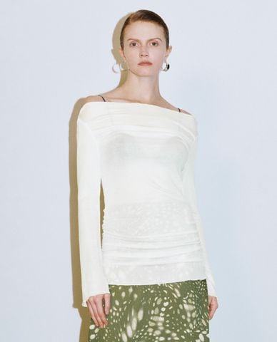  URBAN REVIVO - Áo trễ vai nữ tay dài phom ôm 