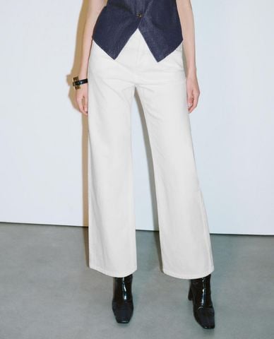  URBAN REVIVO - Quần jeans nữ ống rộng hiện đại 