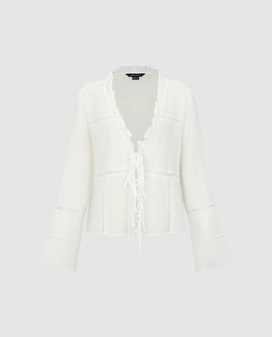  URBAN REVIVO - Áo khoác cardigan nữ phối dây rút Lace Up 