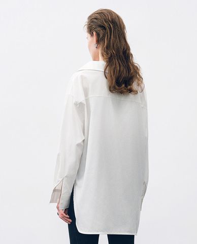  URBAN REVIVO - Áo sơ mi nữ cổ bẻ tay dài 2 In 1 Straight Loose 