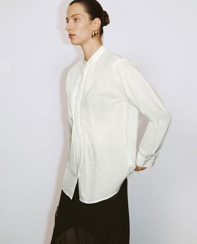  URBAN REVIVO - Áo sơ mi nữ cổ tròn tay dài thanh lịch 