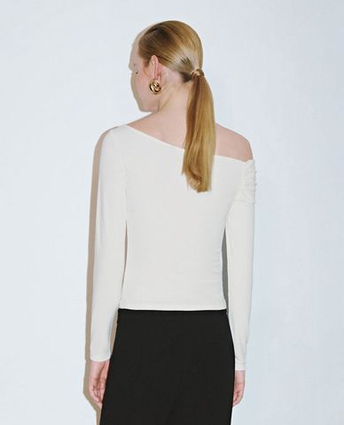  URBAN REVIVO - Áo trễ vai nữ phom ôm thời thượng 