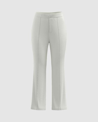  URBAN REVIVO - Quần nữ ống loe xếp ly thanh lịch 