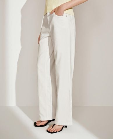  URBAN REVIVO - Quần jeans nữ ống rộng thanh lịch 