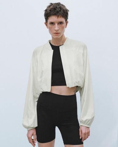  URBAN REVIVO - Áo khoác bomber nữ phom croptop 