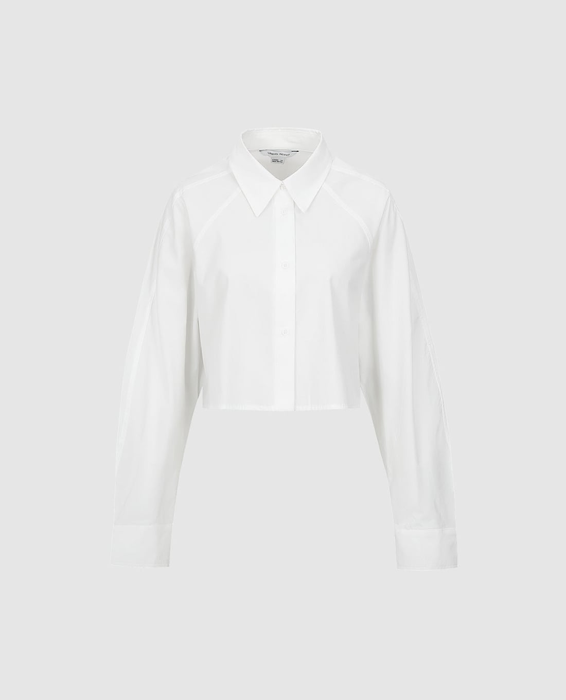 URBAN REVIVO - Áo sơ mi nữ cổ bẻ tay dài phom croptop