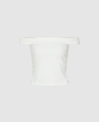  URBAN REVIVO - Áo trễ vai nữ phom ôm hiện đại 