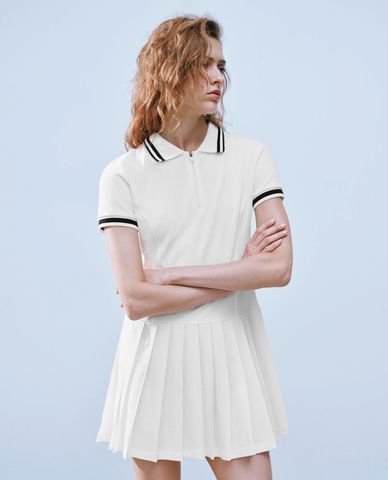  URBAN REVIVO - Đầm polo mini phối viền Pleated 