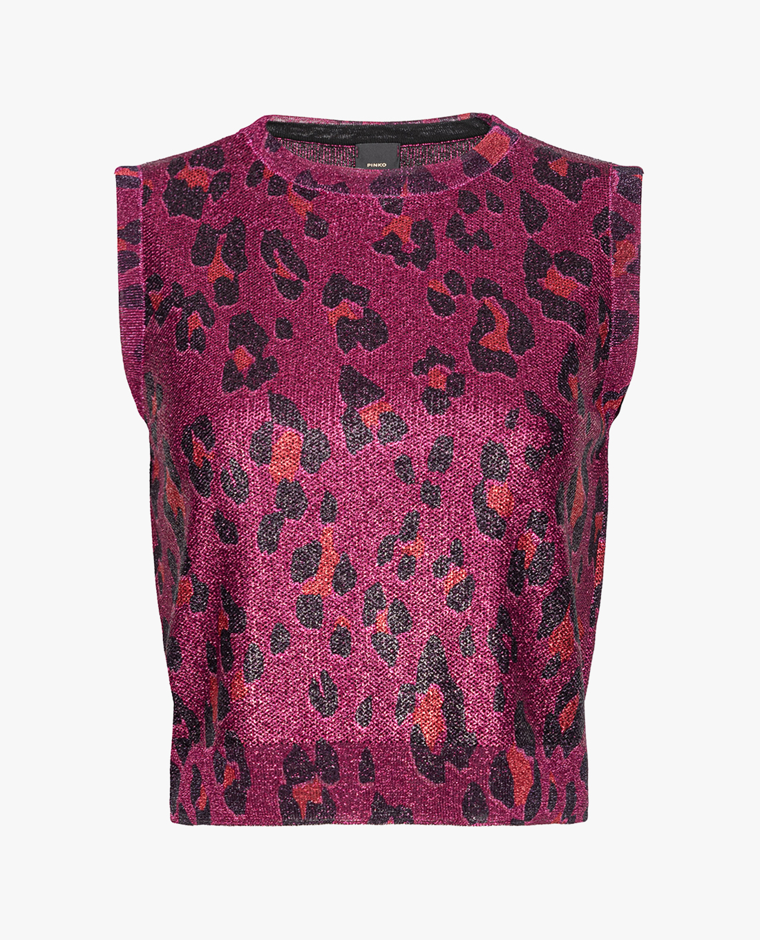 PINKO - Áo dệt kim nữ không tay họa tiết da báo