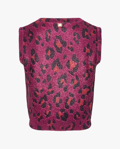  PINKO - Áo dệt kim nữ không tay họa tiết da báo 
