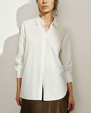  URBAN REVIVO - Áo sơ mi nữ tay dài kẻ sọc 